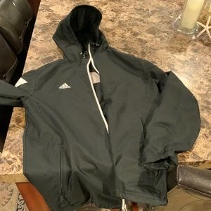 Mens Medium Zippered Adidas Hooded Windbreaker